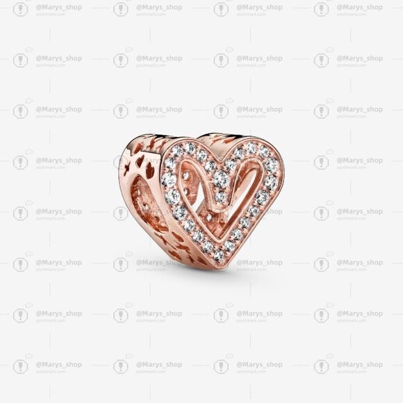 Pandora Sparkling Freehand Heart Charm - Picture 1 of 2